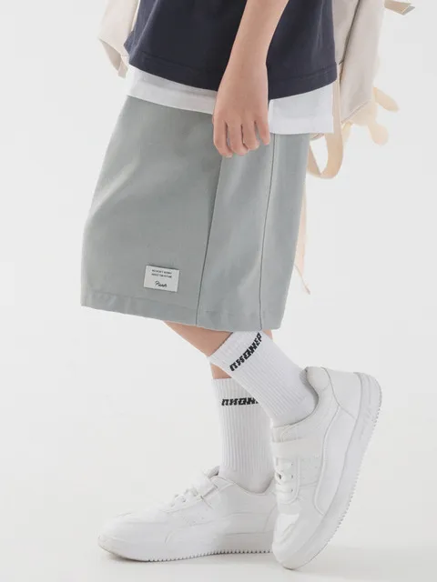 kids_워시드 절개 하프팬츠 (블루 그레이)