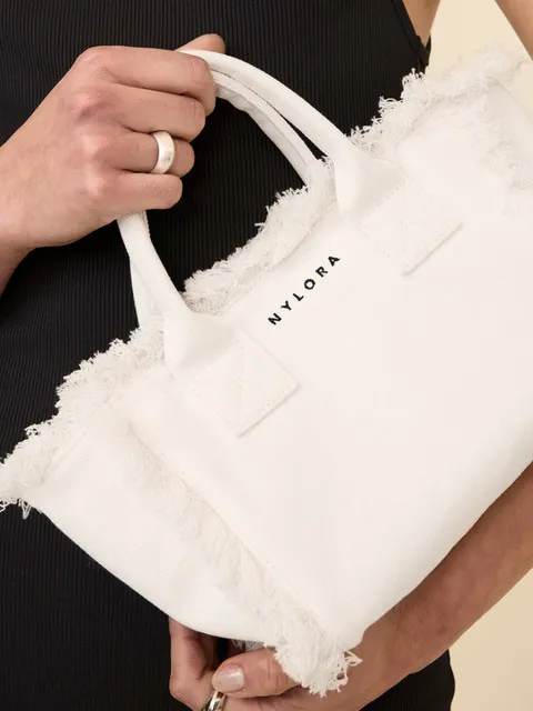 NYLORA FRINGE BAG SMALL WHITE