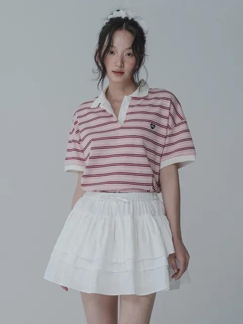 HEART RUGBY COLLAR TSHIRT_PINK