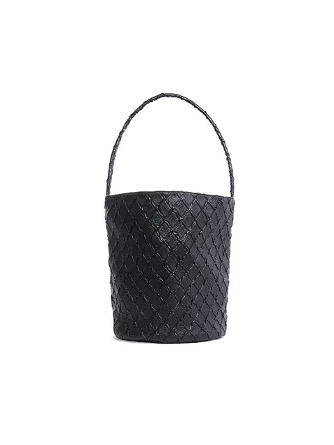 Orien Handle Bucket Large (Vegan Leather Edition) - BLACK