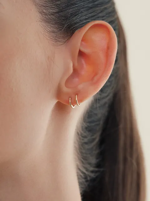14k 솔리드 더블 링 원터치 귀걸이 (14k골드) #LFE53