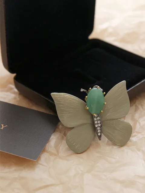 Jade Cubic Butterfly Brooch Bb0423