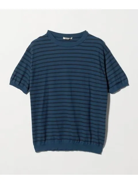 26SS 오라리 반팔 티셔츠 A26ST02SB BLUE NAVY STRIPE DOM