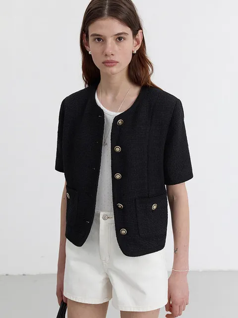 SUMMER TWEED JACKET BLACK_UDJA4B223BK