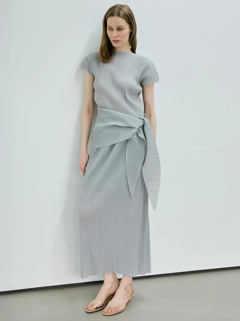 Pleated wrap Set_Blue Gray