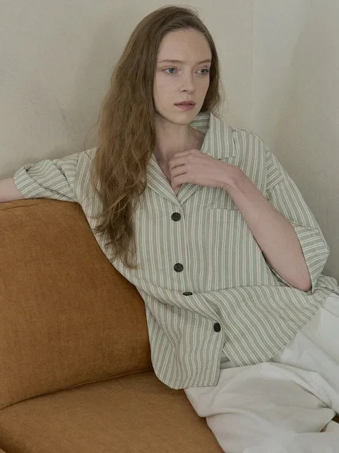 Striped Rayon Shirt - GREEN
