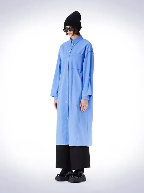 DOUBLE LAYERED SLEEVE ONEPIECE BLUE