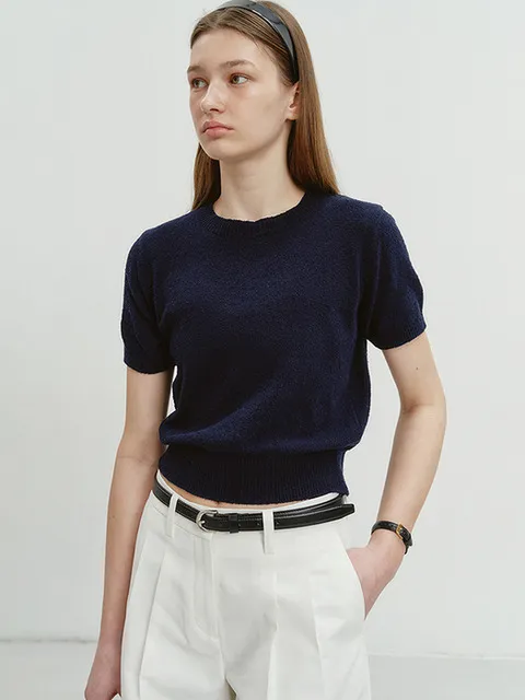 SUMMER COTTON CREW NECK KNIT NAVY_UDSW4B232N2