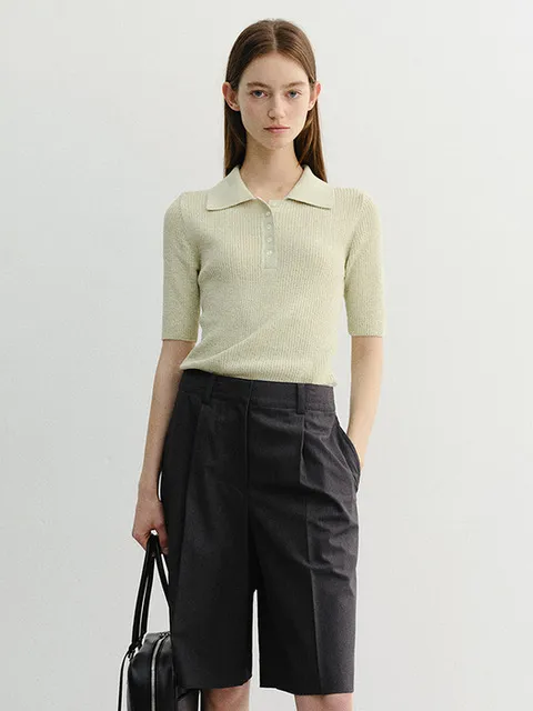BUTTONED SLIM POLO KNIT MINT_UDSW6B231T1