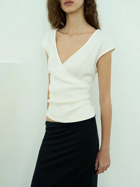 Slim fit wrap sleeveless / Ivory
