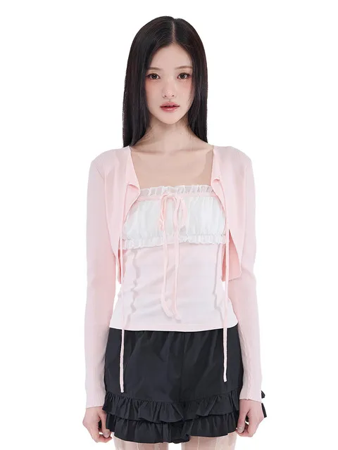 Ribbed Ribbon Bolero (3Colors)