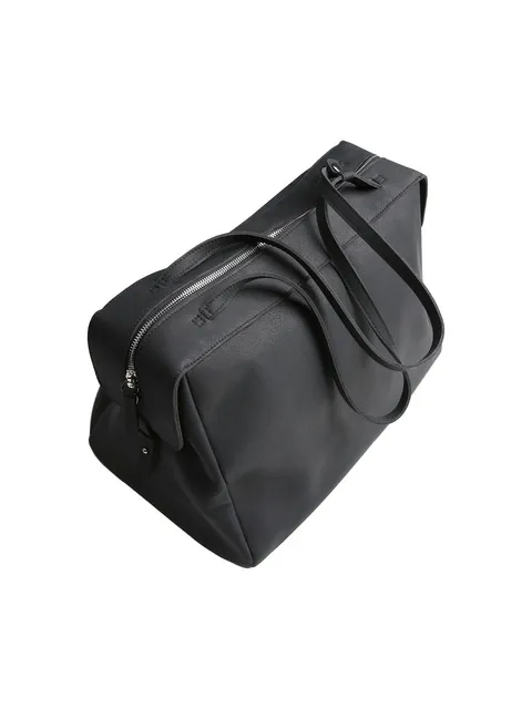 LT155 MATT LEATHER LARGE TOTE BAG, MATT BLACK