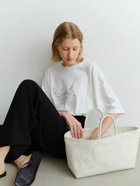 CANVAS BOAT BAG_HERRINGBONE BEIGE_OE2G2MBA40HBG