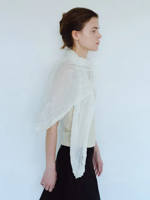 Silk Wrinkle Scarf_Ivory