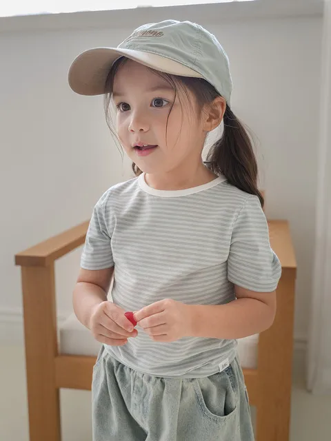 글로우 스트라이프 티셔츠 블루그레이
