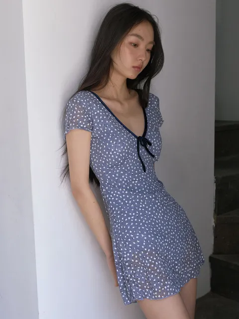 Midnight Blossom Swim Dress
