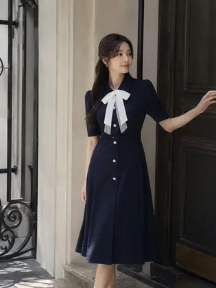버튼 장식 칼라 플레어 원피스 GS6M0OP931