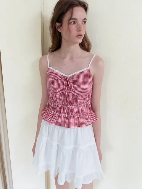 Smocked Cami Blouse, Red