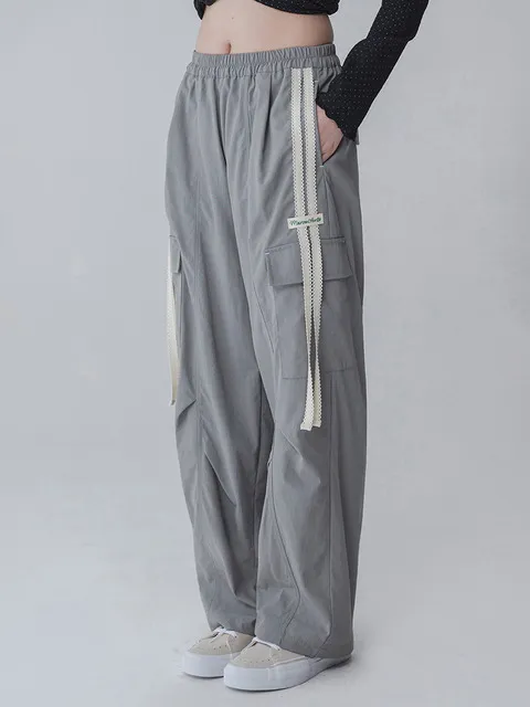 PINTUCK TAPING CARGO PANTS_GRAY