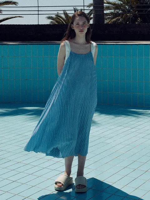 Stripe Pleats Trapeze Dress KW3MO2090_29