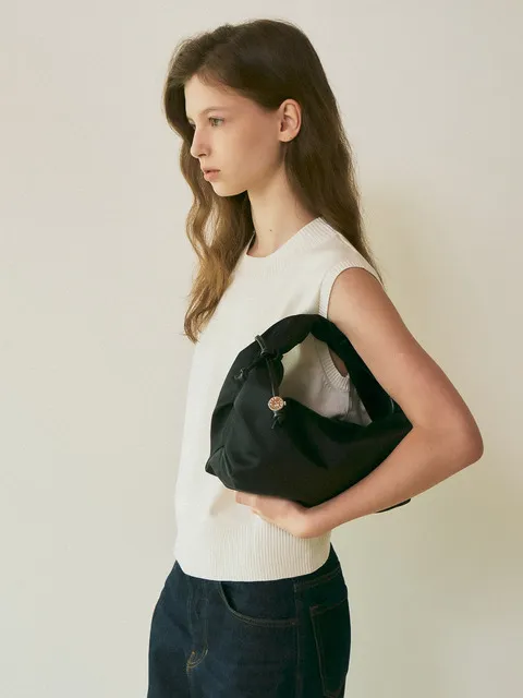 Clock Nylon Tote Bag black