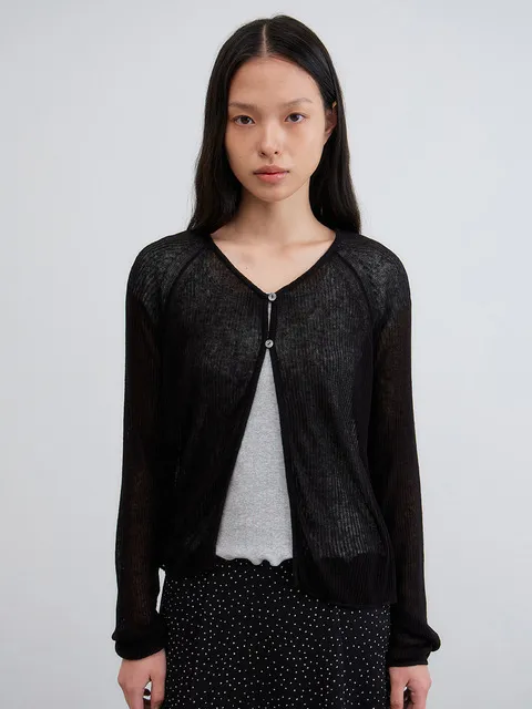 CARI SHEER CARDIGAN_BLACK