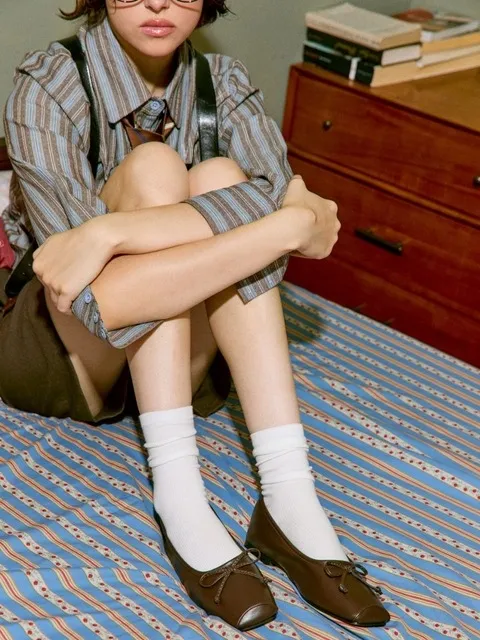 Marin Soft Square Toe 리본 플랫슈즈 1.5cm -VA9014 (4color)