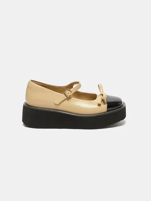 Ribbon platform flats (beige)_DG1DS26004BEE