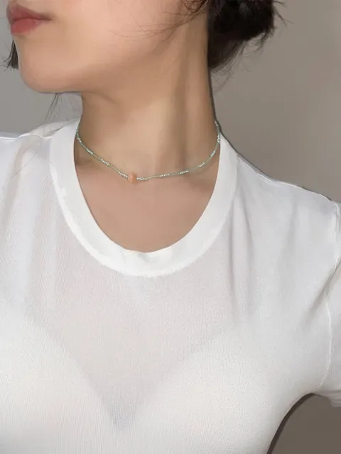 오렌지 블러썸 비즈 목걸이