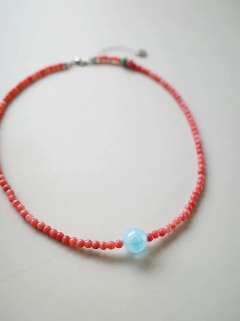 indie pink & ocean ball necklace