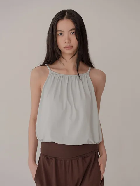 SOFT SHIRRING SLEEVELESS_SEPIA MINT