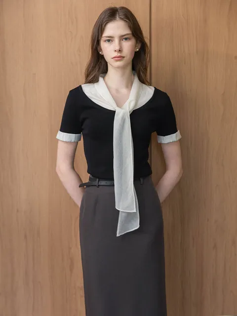 Layered sheer scarf knit