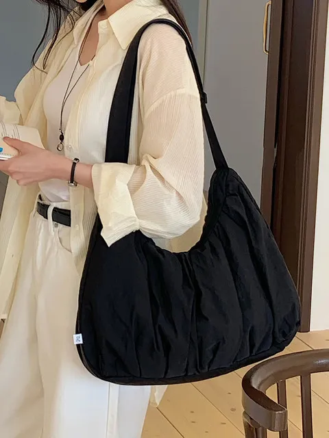 Large Croissant 2-way Cross Bag - Black