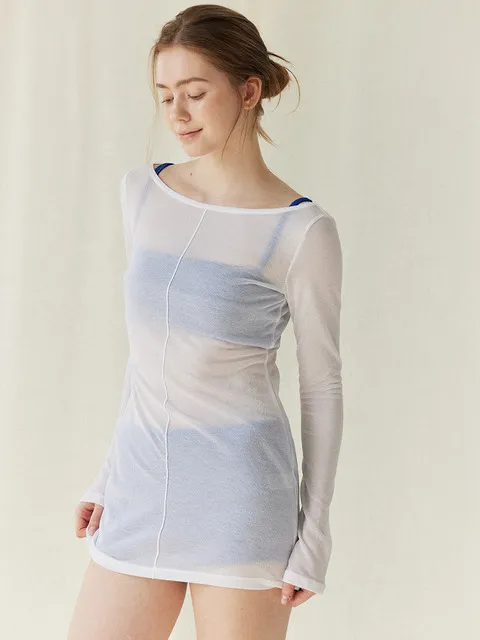 Sheer Cover-Up Tee Dress_off-white