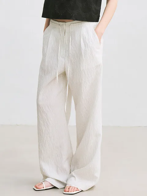 stripe drawstring parachute pants (ivory)