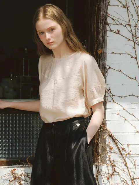 E Heart Line Volume Blouse_4colors