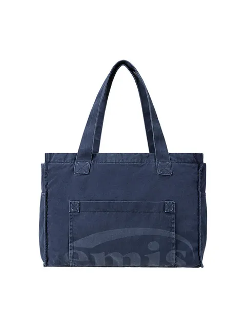 WASHED COTTON SHOULDER BAG-NAVY