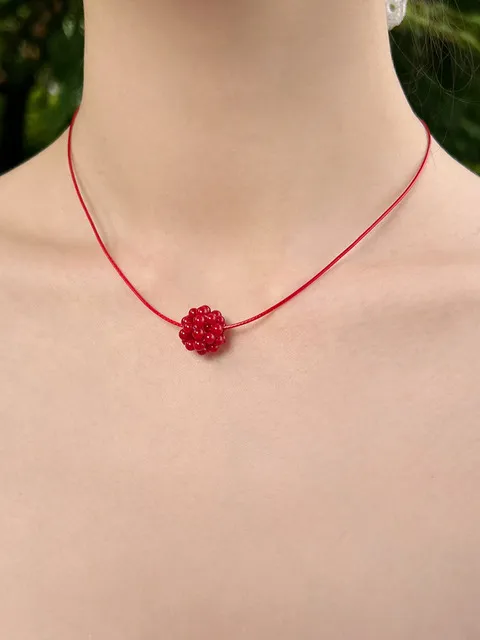 raspberry ball string necklace (2colors)