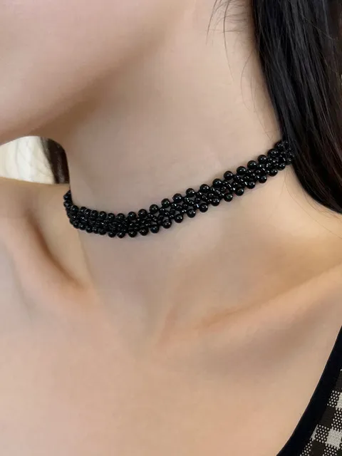 black beads ball choker