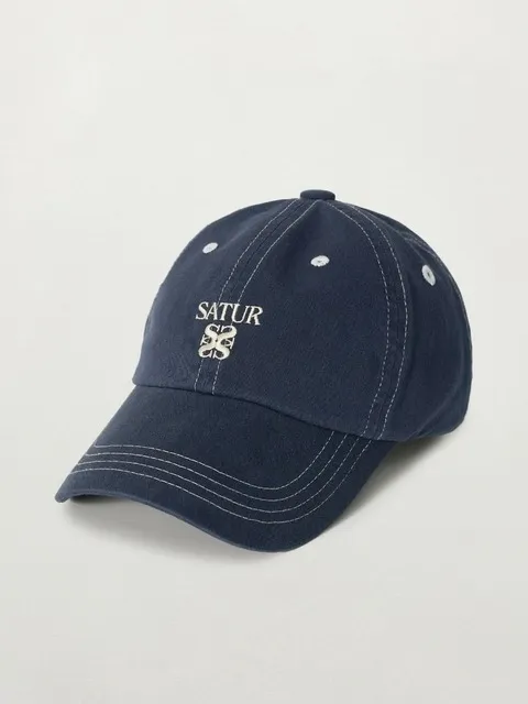 콘트라스트 컬러 스티치 다이드 볼캡_네이비