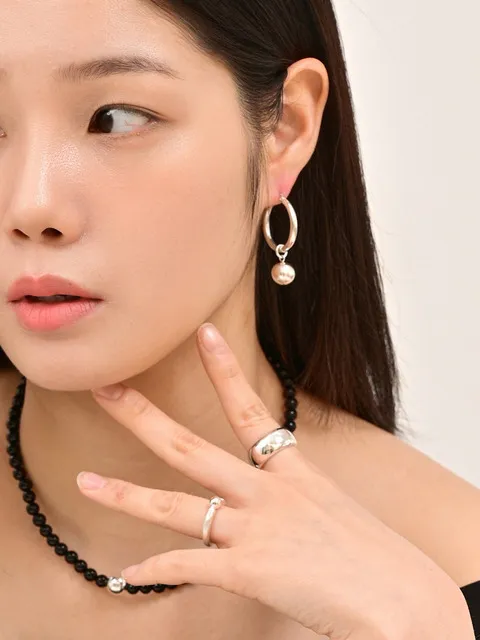 24 Two way ball ring Earring -silver925