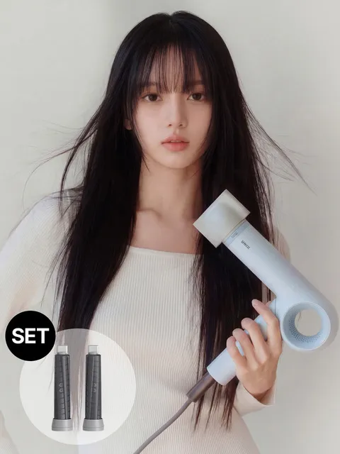 디오 폴드 프리볼트 드라이기+배럴 40mm 세트(헤이즈블루)