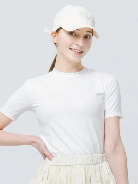 ALL SEASON 진주 스터드 심볼 로고 소프트 타입 아이보리 볼 캡