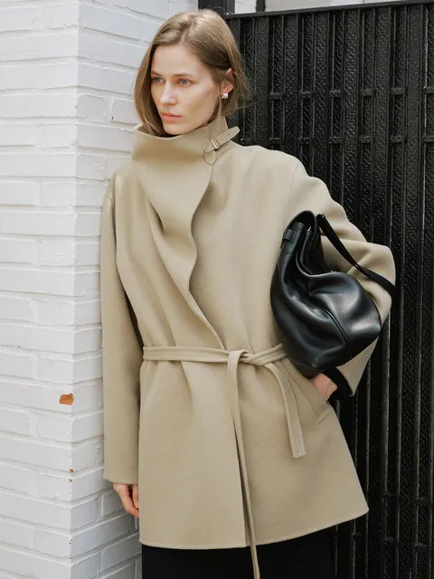 프론트로우 Premium Cowl-neck Cashmere Half Coat_2color