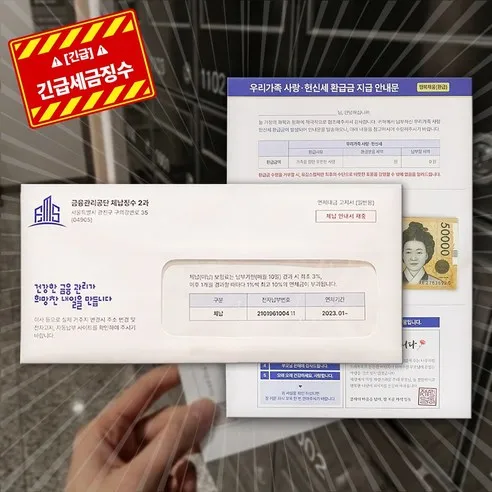 용돈 박스 봉투 어버이날 설날 현금 세금 체납 고지서