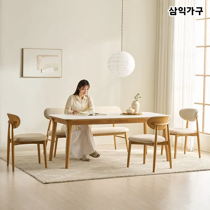 삼익가구 나폴리 포세린 세라믹 6인용 원목 식탁 1800 테이블 의자 세트