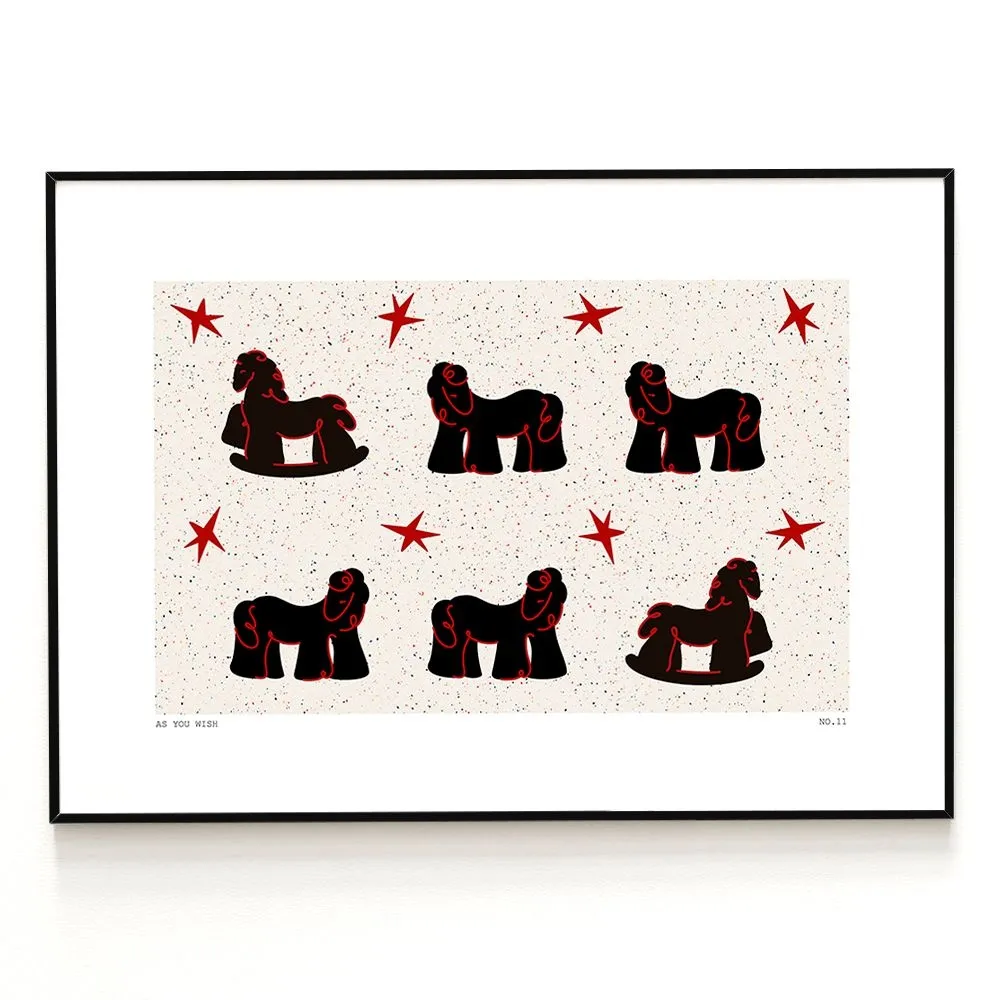 아트밀 말하는대로 붉은말 일러스트 포스터 액자 12종 HORSE wish 11