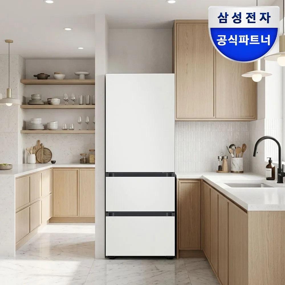 삼성전자 최대혜택가129만원대 비스포크 김치냉장고 3도어 313L 키친핏 RQ33DB74D201