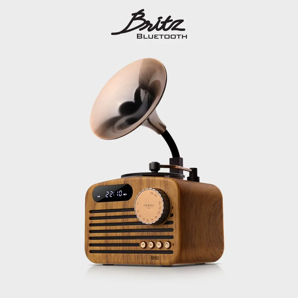 브리츠 BA-MK202 레트로 감성 인테리어 미니 블루투스 스피커 라디오