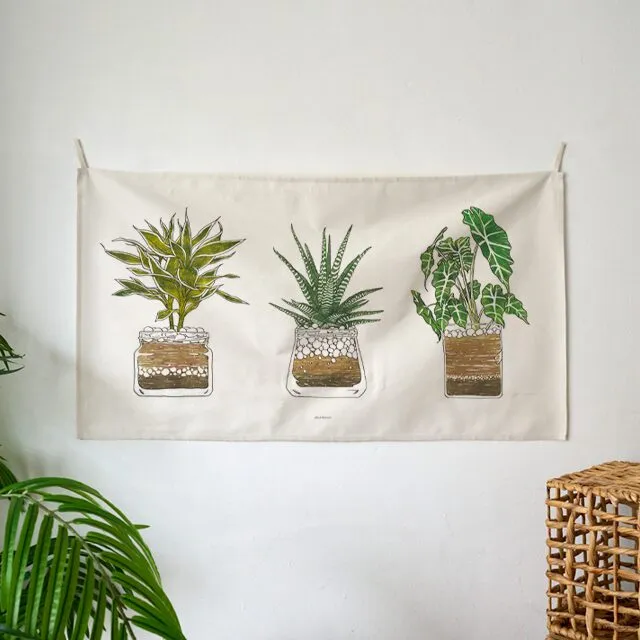 어번던스 pot plants 와이드 대형 패브릭포스터 식물 가로 창문 가리개커튼 2size
